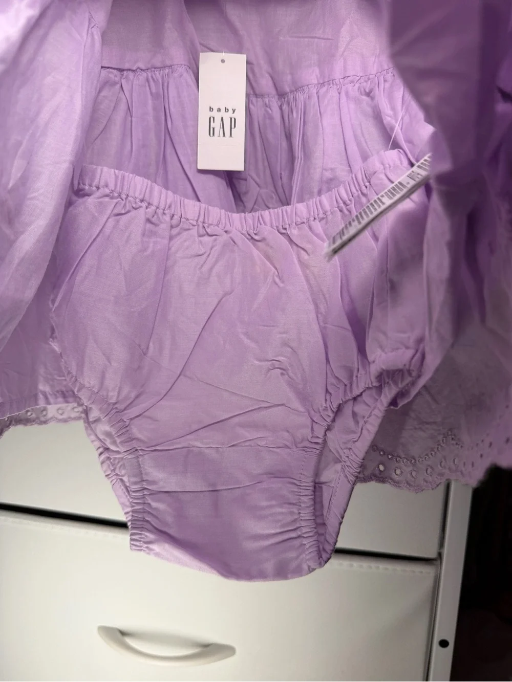 GAP Lilac Eyelet Flutter-Sleeve Dress